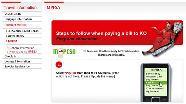 Book and Buy Kenya Airways Ticket via MPESA