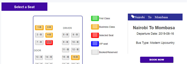 Modern Coast Bus Available Seats