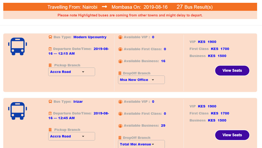 Modern Coast Bus Route Buses